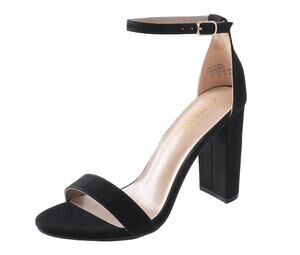 NWT Dream Pairs Black Suede Hi-Chunk High Heel Pump Sandals - SIZE 8